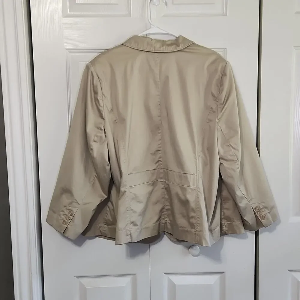 Vintage Lane Bryant Women's Tan Single Breasted Blazer Size 26 Shoulder Pads‎
